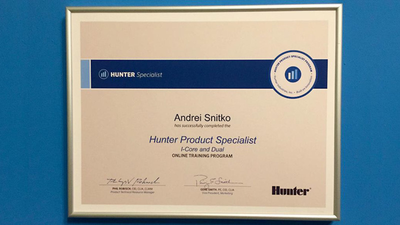 Міжнародний сертифікат від Hunter